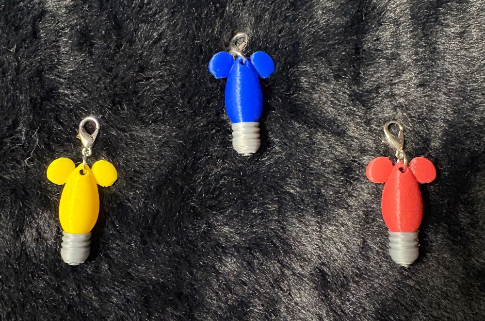 Yellow Mickey Christmas Bulb Zipper Pull