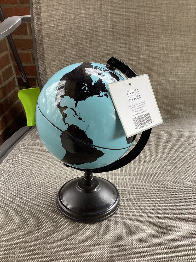 5” new plastic globe black & turquoise