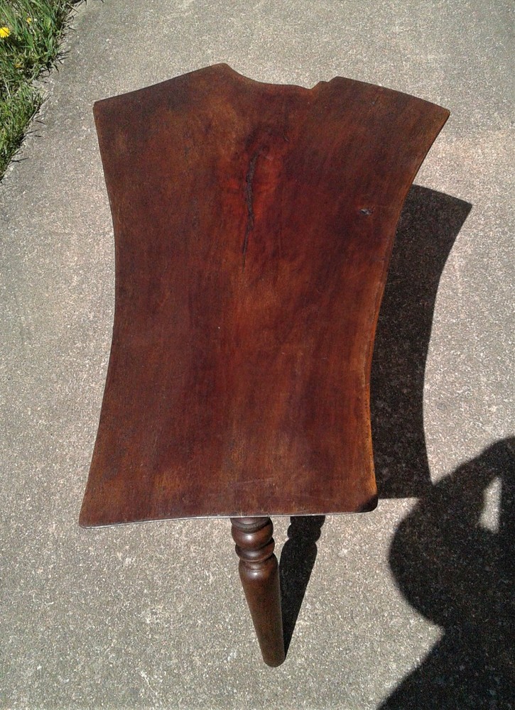 Antique Primitive Solid Walnut Plank Bench Live Edge 1900s Era