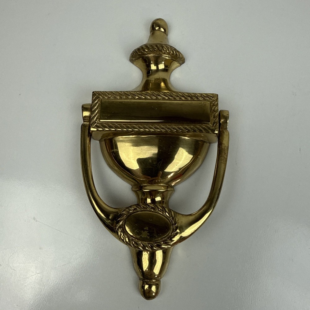 Vintage Solid Brass Door Knocker Threaded Mounting Holes Heavy