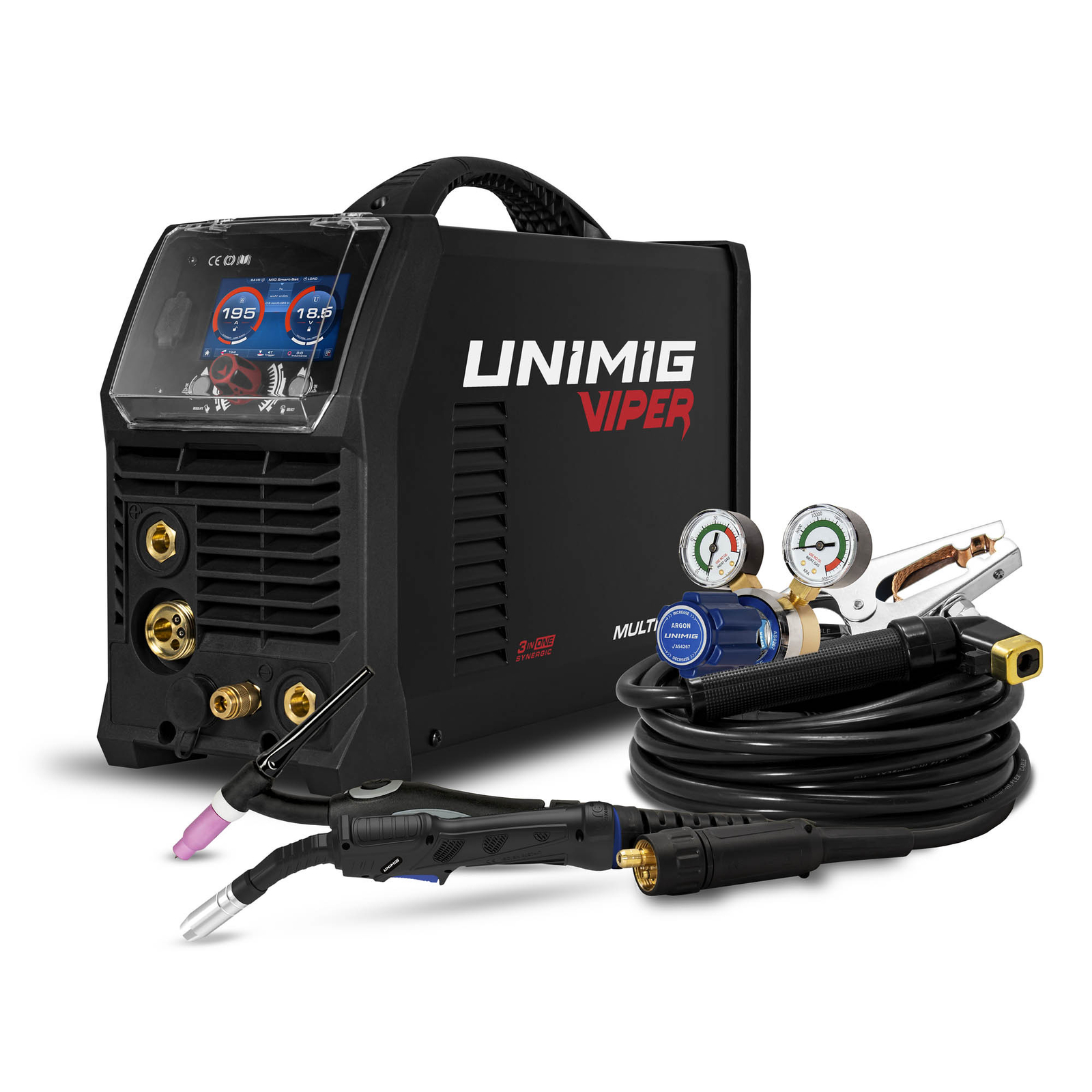 UNIMIG Viper Multi 195 Max Mig Tig Stick Welder + Trolley + Wire + Gloves + Rods