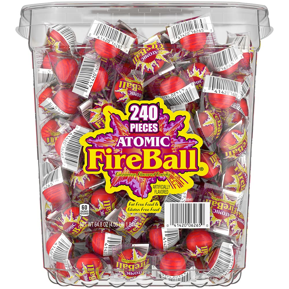 Atomic Fireballs Cinnamon Flavored Candy, 240 Individually Wrapped Pieces, 4.05