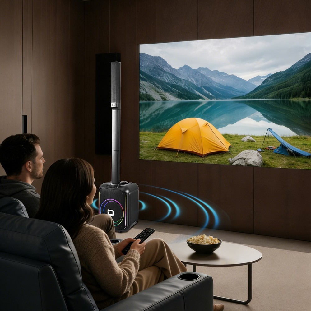 Powered Portable Column Array PA System 3 Tweeter Column Speaker &12'' Subwoofer