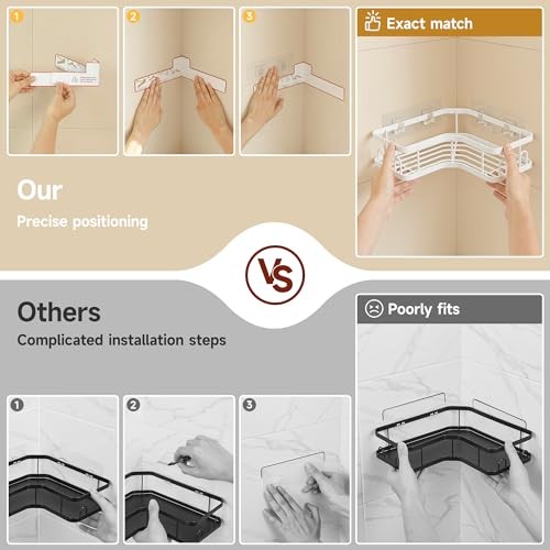 Corner Shower Caddy 5-Pack, Advanced 5-Piece Set(2 Large+3 Small) White