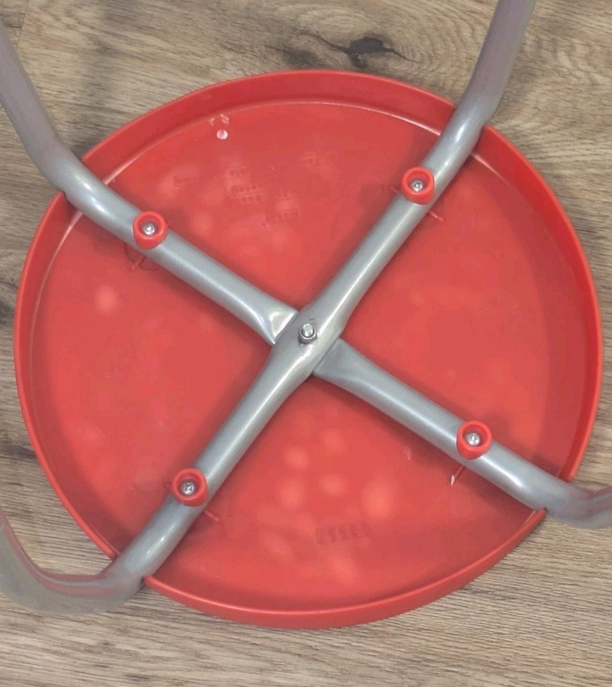 Vintage Pair Ikea Plastic Stools Forby Retro Red / White Stackable Chairs 18557