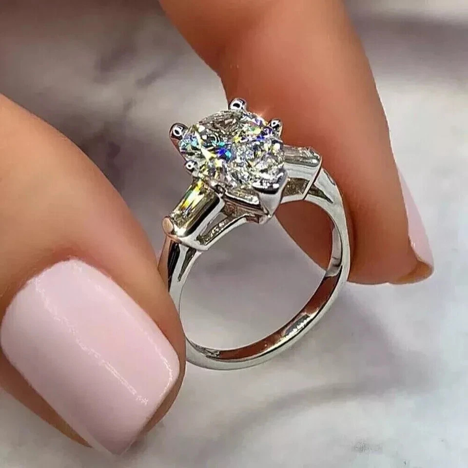 Solid 950 Platinum Diamond Wedding Ring IGI Lab Created Pear Cut 2.50 Ct 3 Stone