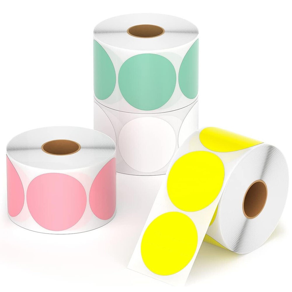 2" Circle Code Dot Sticker Self-Adhesive Round Direct Thermal Labels 750/Roll