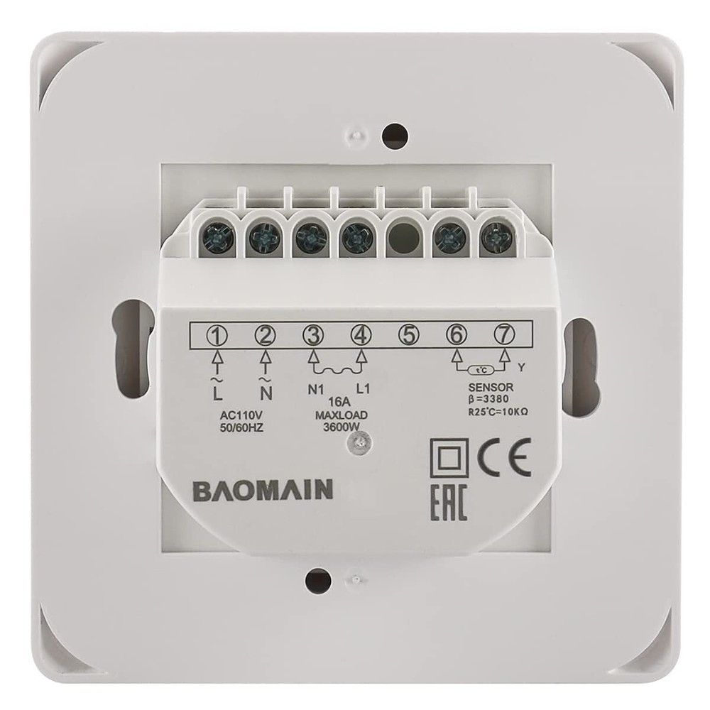 Baomain Home Nonprogrammable Thermostats, Radiant Floor Heating Temperature M...