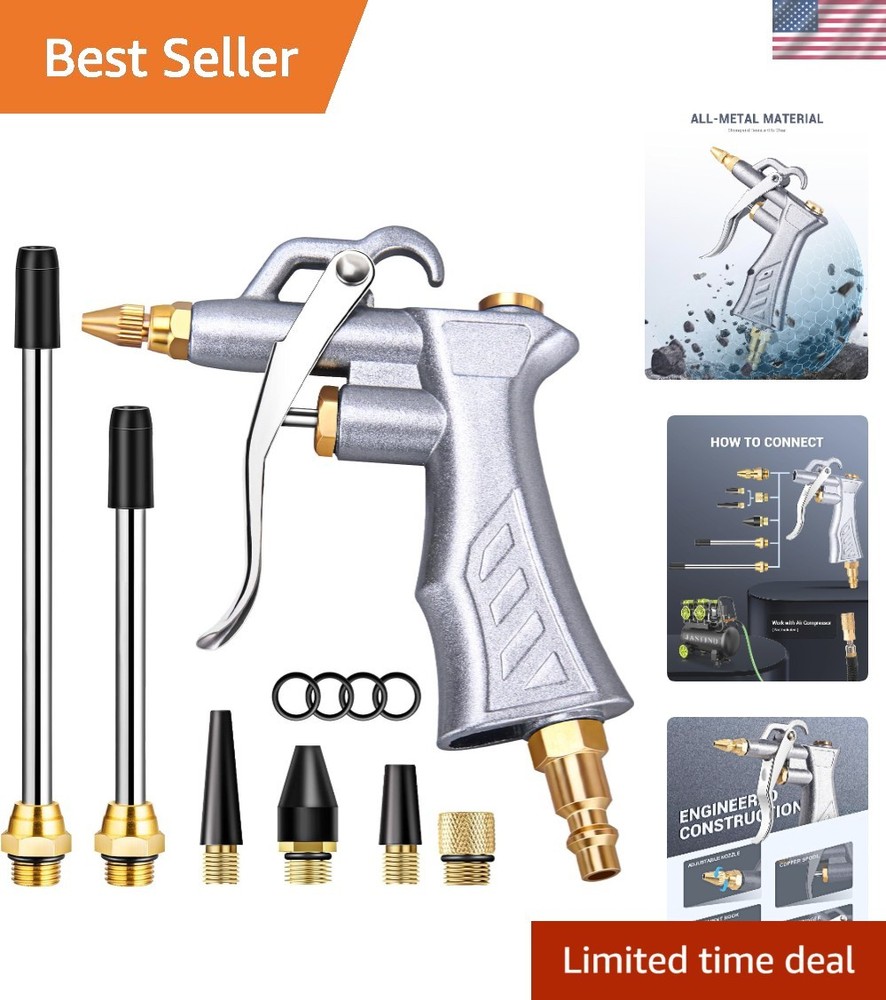 Durable Pneumatic Cleaning Tool with Adjustable Air Flow and Multiple Extensions