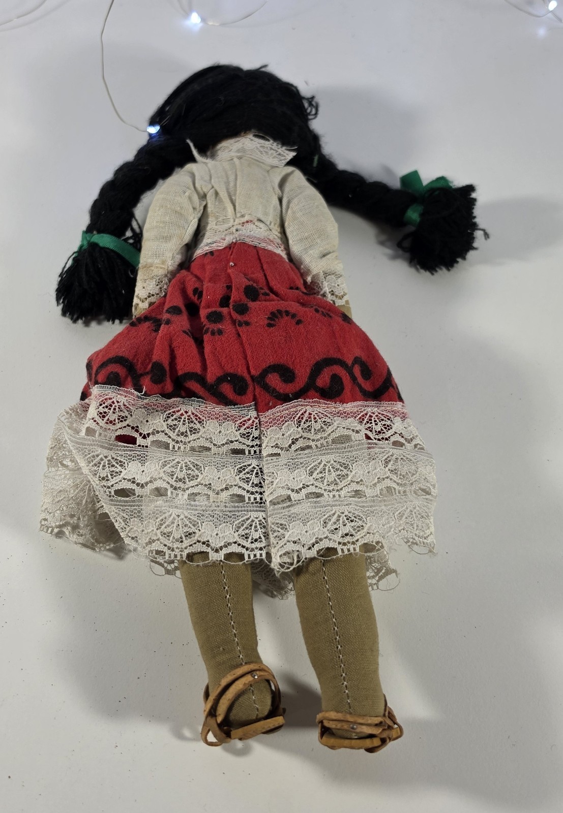 Vintage Mexican Folk Art Doll 12" Some Damage and Stains See Photos (A37)
