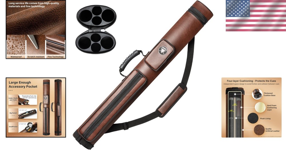 Waterproof 2 X 2 Pool Cue Holder with Adjustable Strap - Billiards Essential