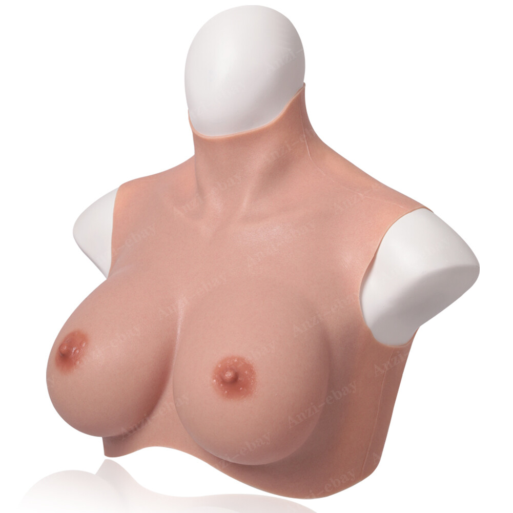 Realistic Silicone Breast Forms Crossdresser Breastplate B-H Cup Fake Boobs Tits