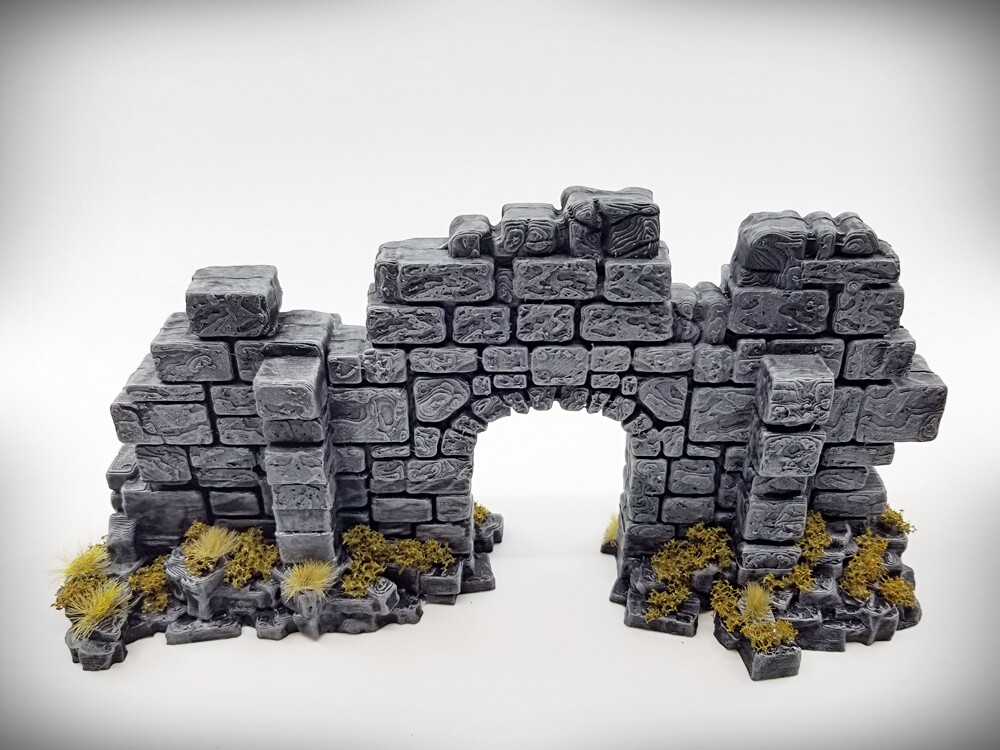 Ruins Terrain - Basic Archway Door Wall (Large) - Tabletop Wargaming RPG terrain