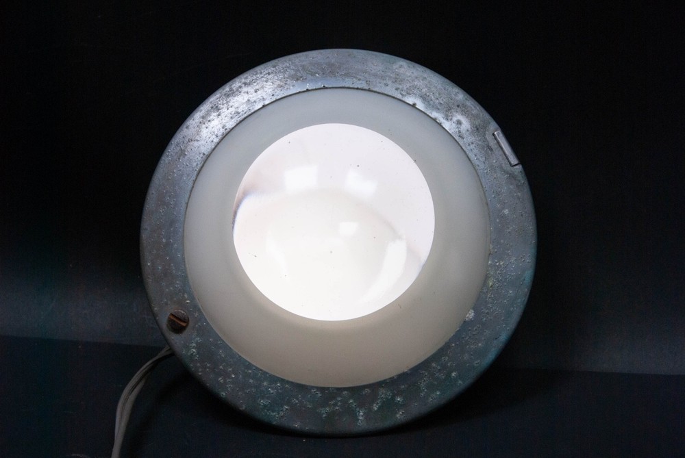 OLD Machine Age Art Deco Inner Train Ceiling Light Railroad Henry Dreyfus