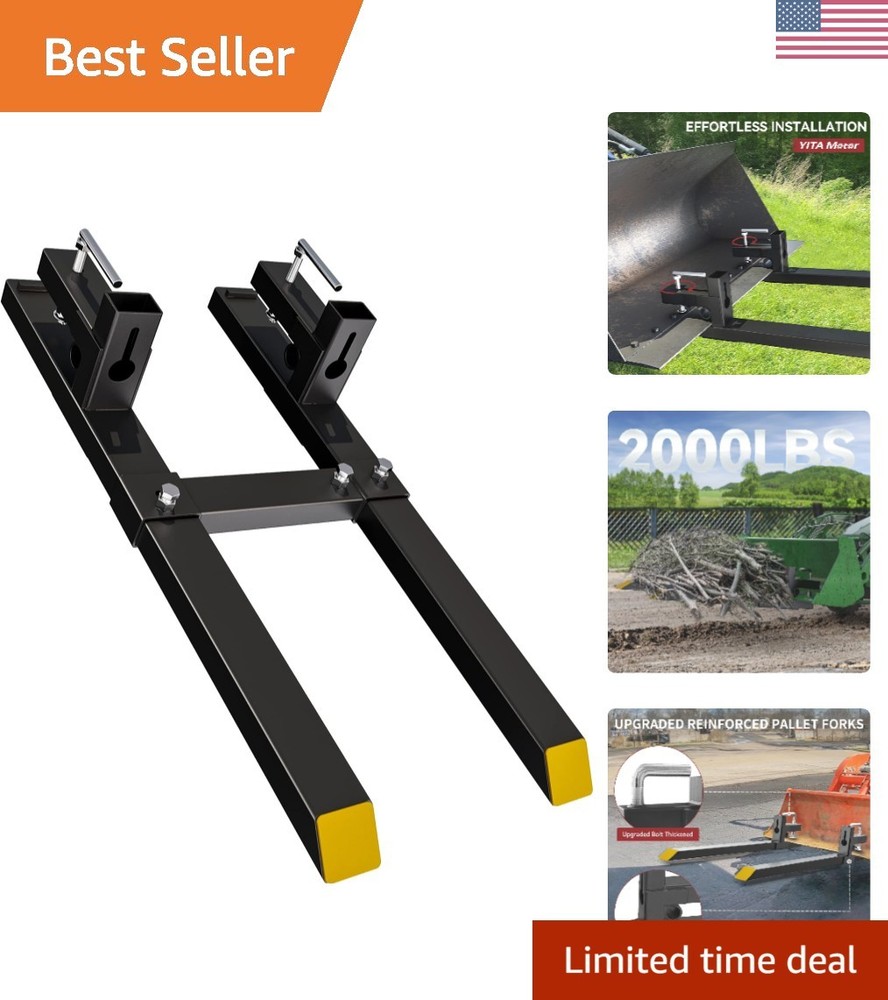 Versatile 2000lbs Bucket Fork with Adjustable Stabilizer for Safe Lifting Tasks
