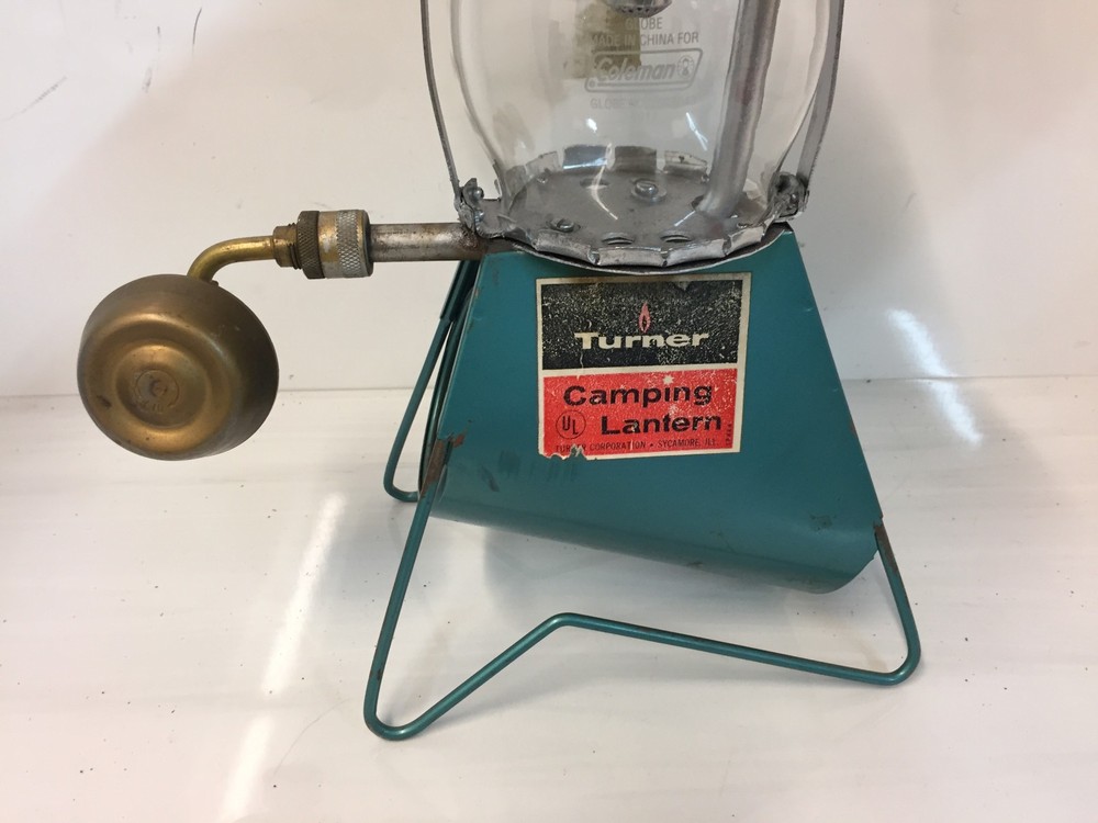 Vintage Turner Propane Camping Lantern Teal Blue