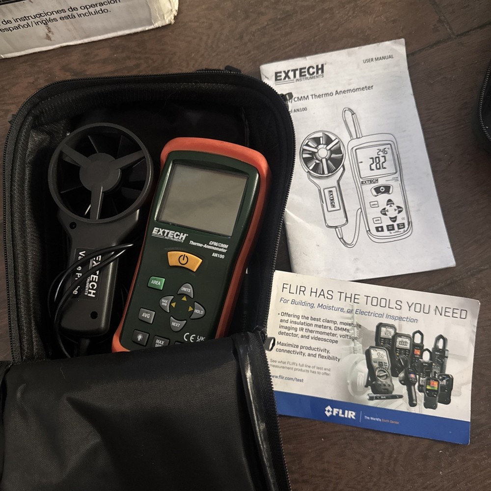 EXTECH AN100 THERMO-ANEMOMETER WITH VANE AND CASE (RR2)