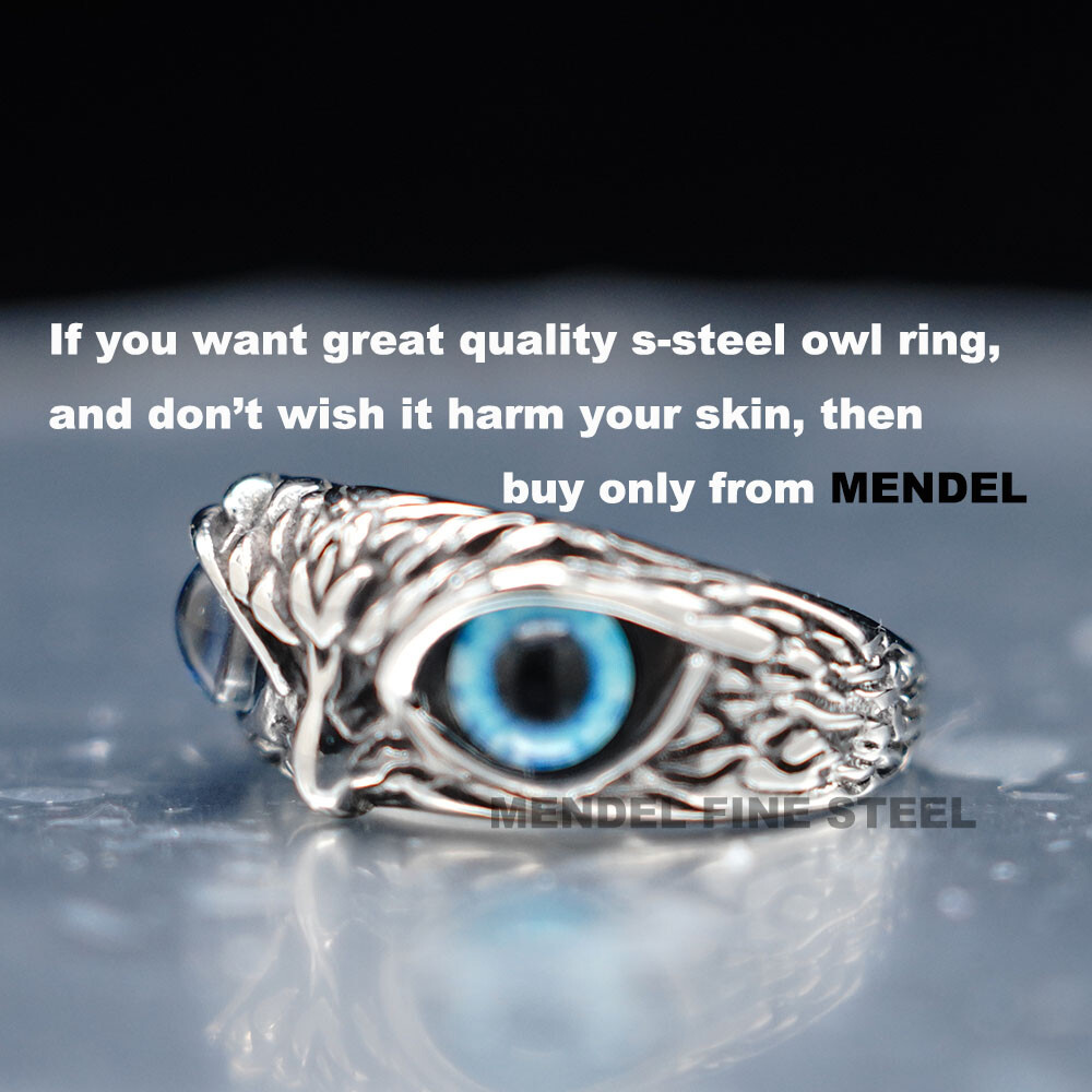 MENDEL Womens Cute Owl Bird Ring Stainless Steel For Women Teen Girls Size 5-9