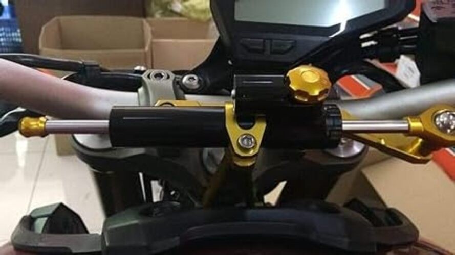Motorcycle CNC Aluminum Steering Damper Stabilizer Mounting Bracket Kit black