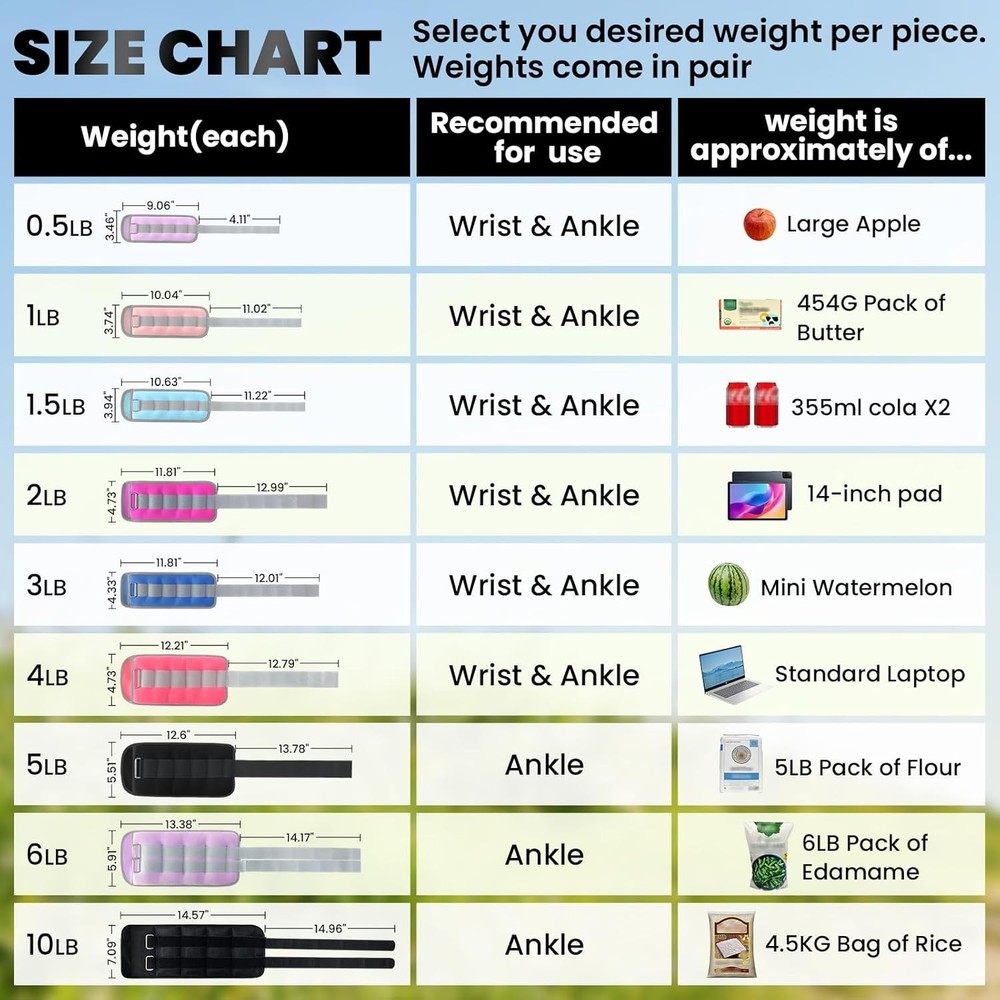 Adjustable Ankle Weights (6 LBS per Pair) for Effective Strength Training