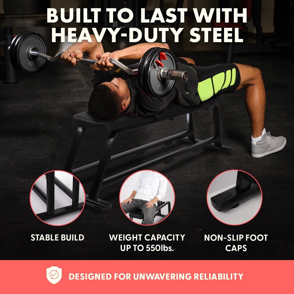 Adjustable Flat Weight Bench For Full-Body Workout Foldable Bench Press For H...