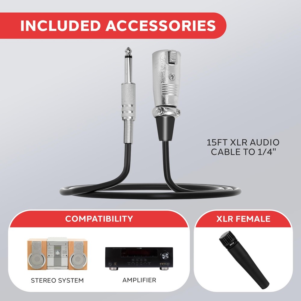 PylePro Dynamic Handheld Microphone, Professional Moving 6.14" x 1.24", Black