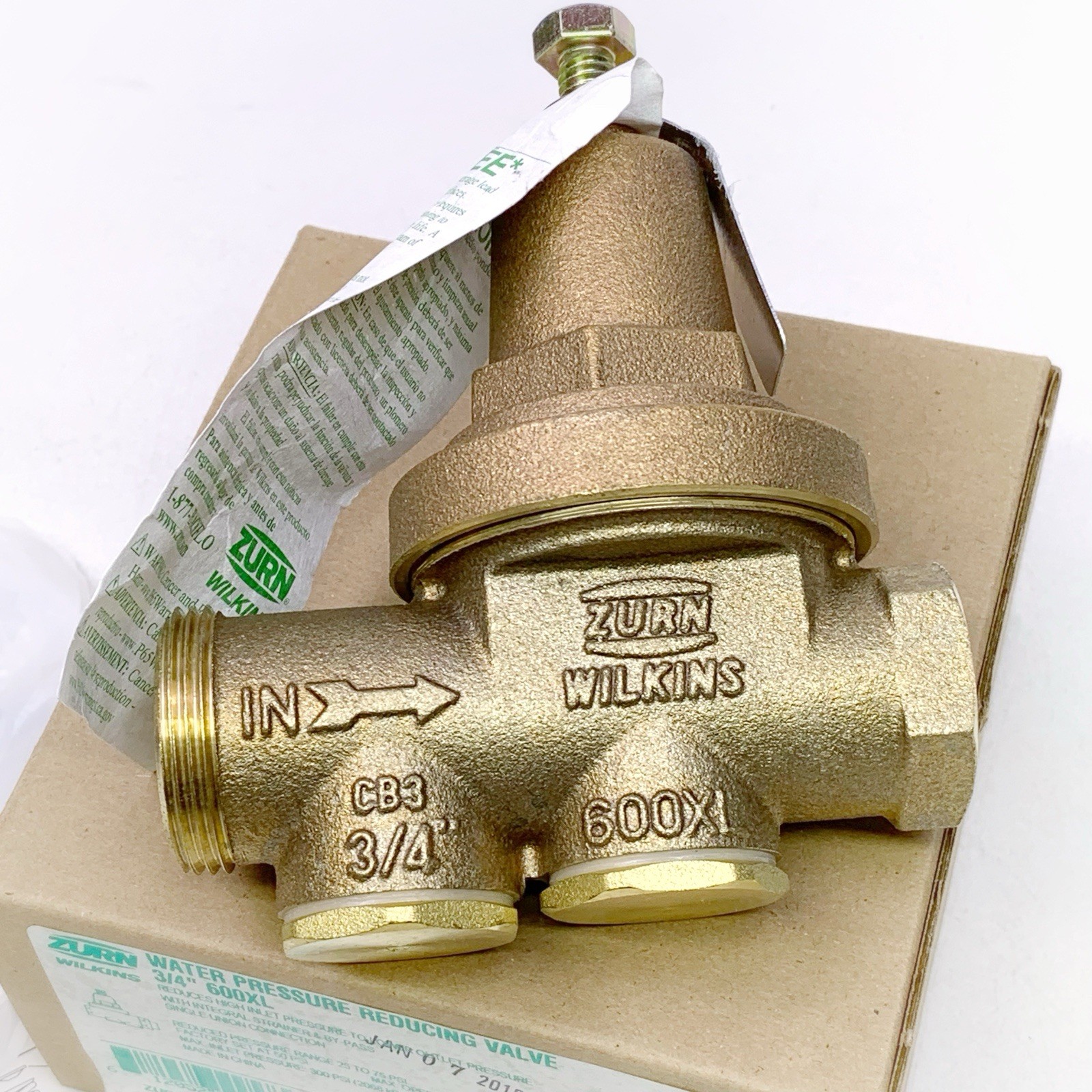 Zurn Wilkins 34-600XL 3/4" 600XLPressure Reducing Valve 0.75 Inch Lead Free NEW