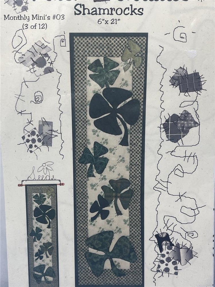 PATCH ABILITIES Quilt Pattern - SHAMROCKS - 6" x 21" Monthly Mini's #03