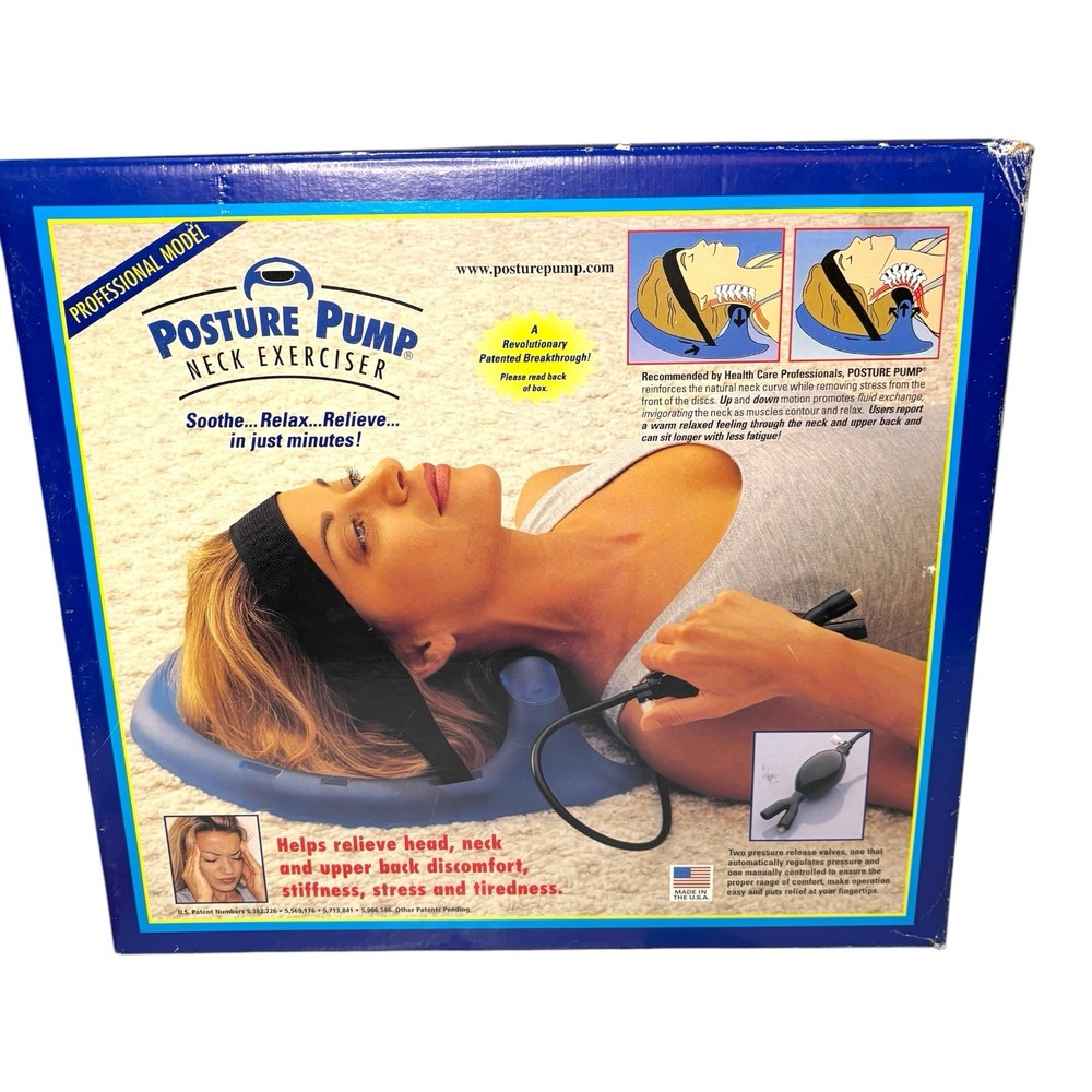 Posture Pump Neck Exerciser Spine Trainer Cervical Traction Device w/ Box