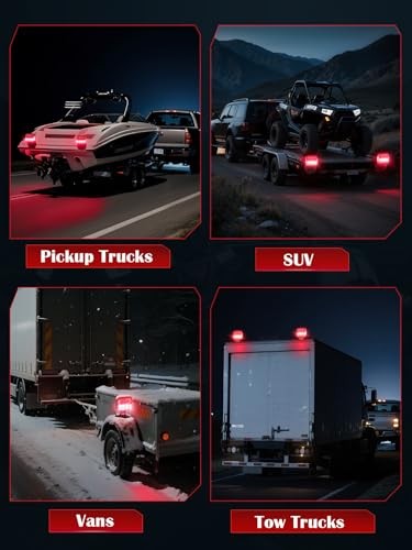 Wireless Trailer Lights, Dual Function Wireless Tow Lights with Magnetic+Cup