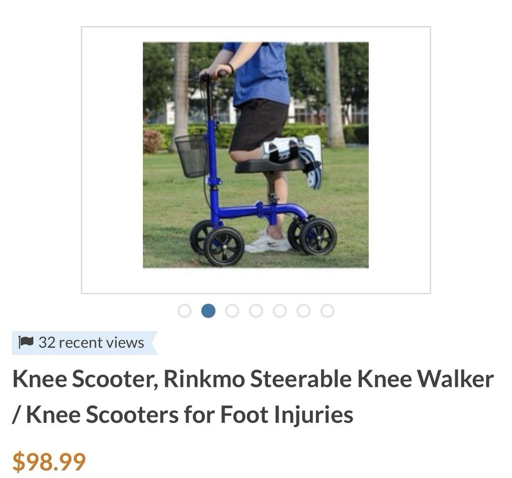 RINKMO Knee Walker Scooter 9151 Steerable Foldable Blue