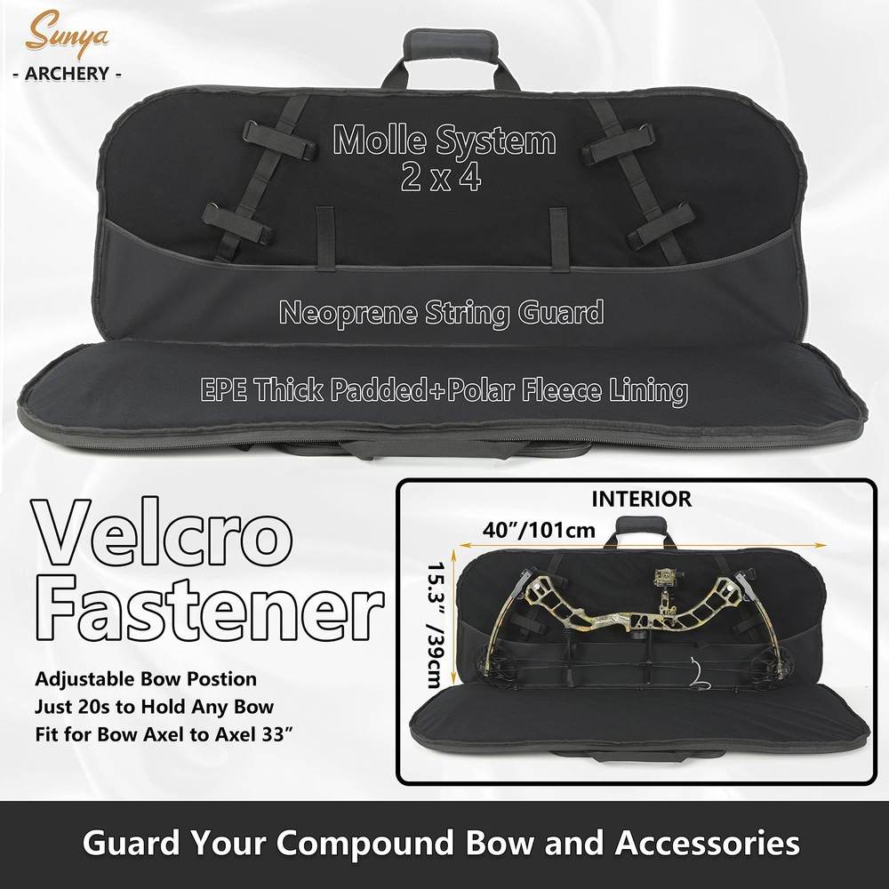 SUNYA Compound Bow Case with Molle System - Neoprene Bow String Protection & Pad