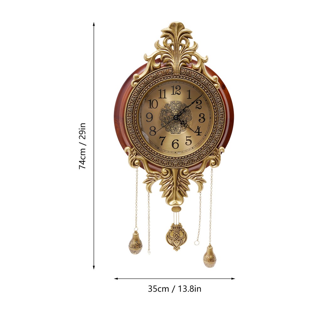 Retro Swinging Pendulum Wall Clock Vintage Wood Processing Wall Clock Wall Decor