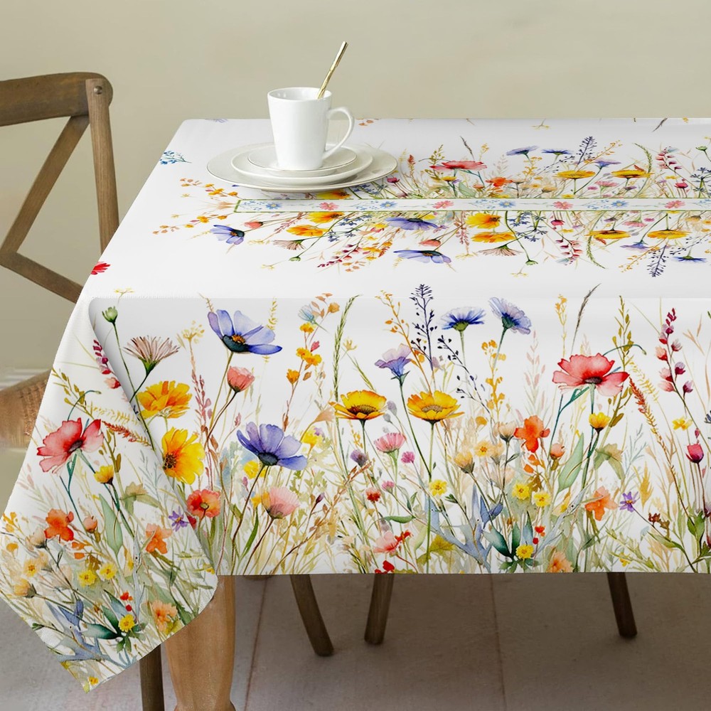 Spring Tablecloth 60x84 Inch for Rectangle Tables - Blooming Flower Spring De...