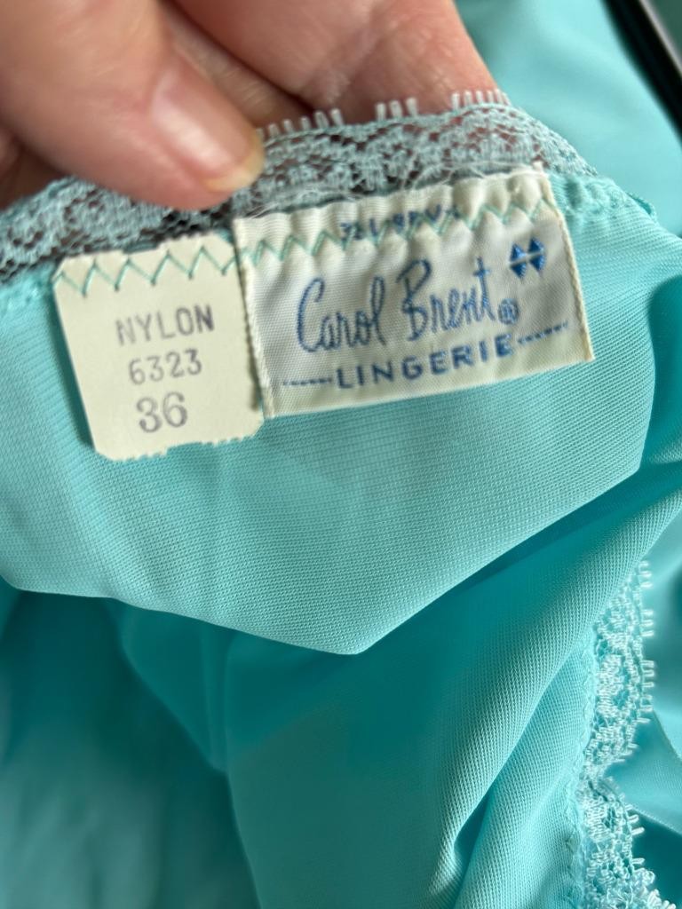 Vintage Carol Brent Womens Midi Slip Dress, Aqua. Size 36