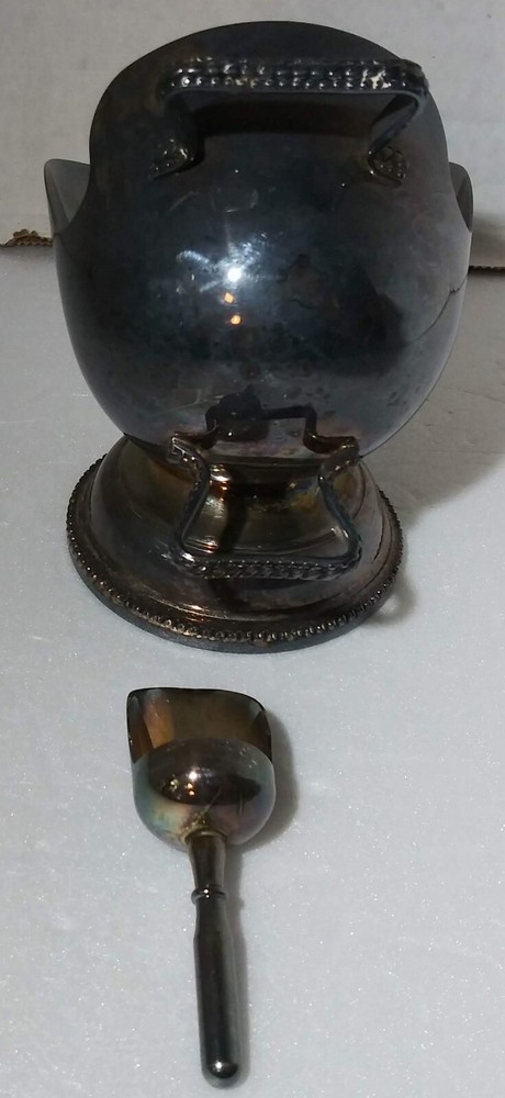 English Silver Plated Sugar Scuttle & Shovel Set