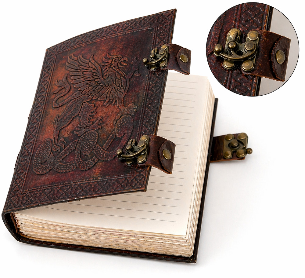 Dungeons and Dragons Leather Journal Lined Paper 6x8 DnD Notebook