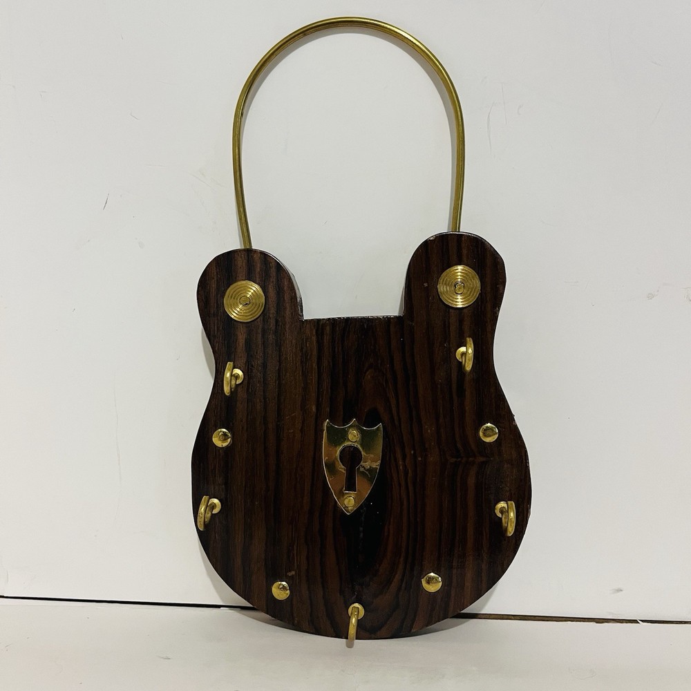 Vintage Crafted Lock Shaped Key Holder with 5 Hooks Wall Mount