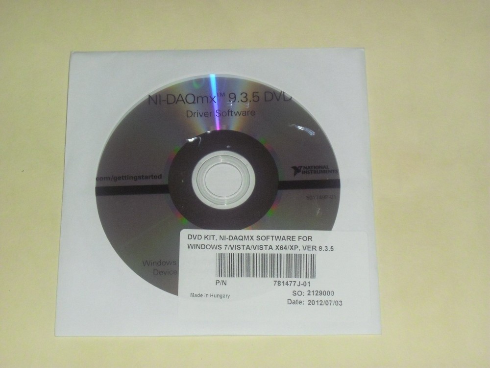 National Instruments NI-DAQmx Driver Software Installation DVD Version 9.3.5