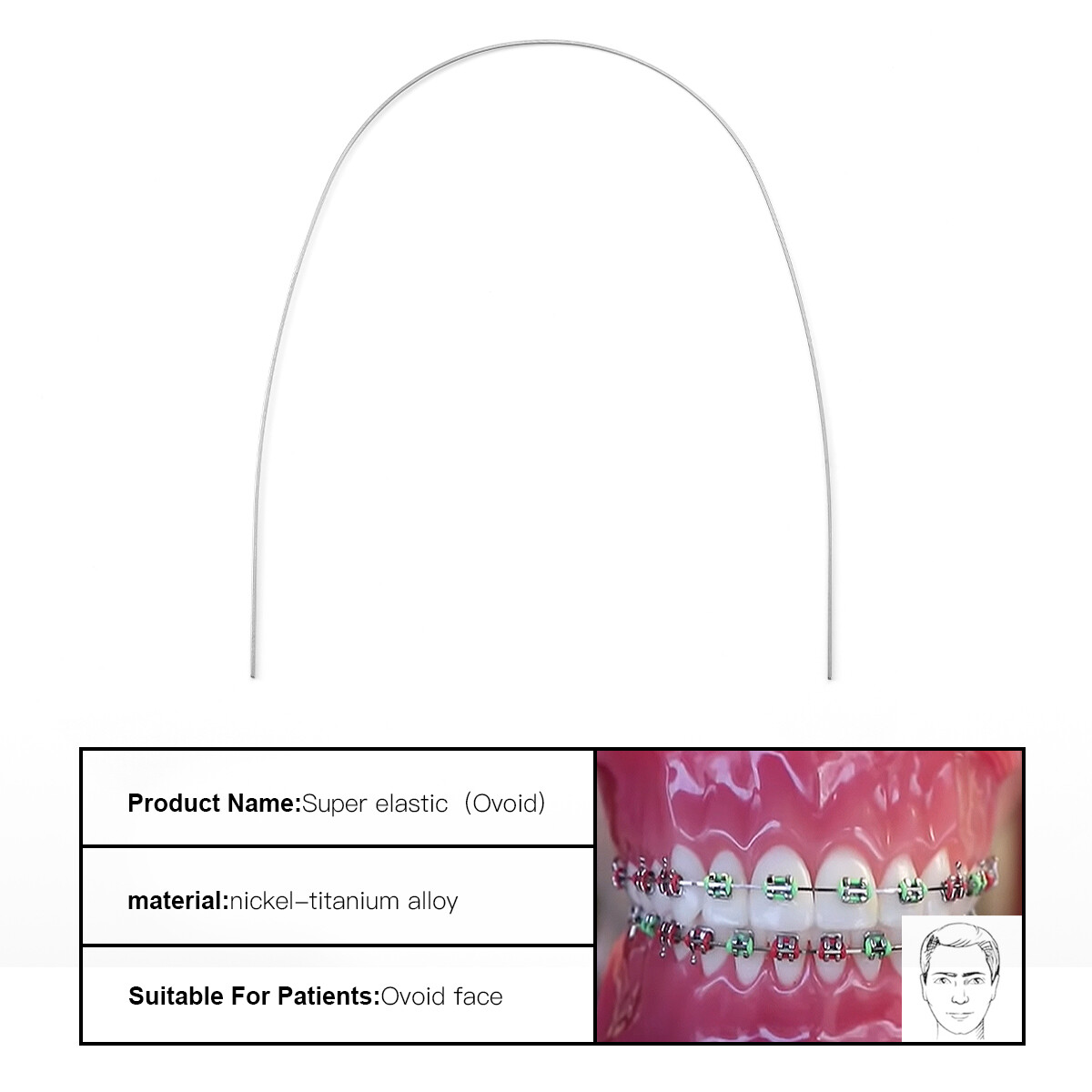 Dental Ortho Wires Alambre arqueado Super Elastic Niti Rectangular Ovoid Form