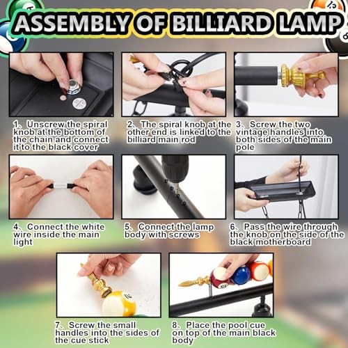 Adjustable 4 Light Pool Table Lights for 7'-8' Billiard Light Blue 4 Lights