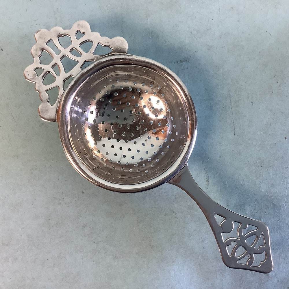 Antique English Silver Plated Tea Strainer 5 1/2”L