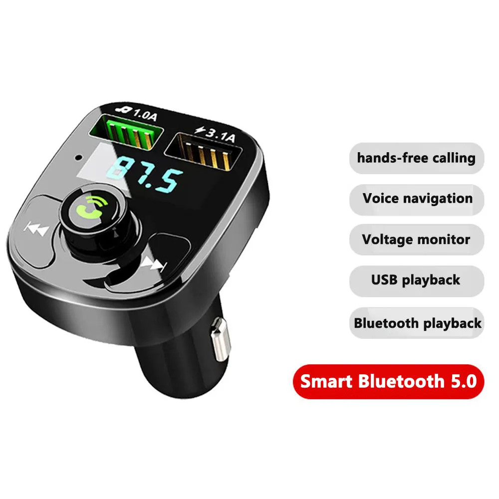 Car Mp3 Player Dual USB Fast Charger FM Bluetooth 5.0 Receiver Transmitter