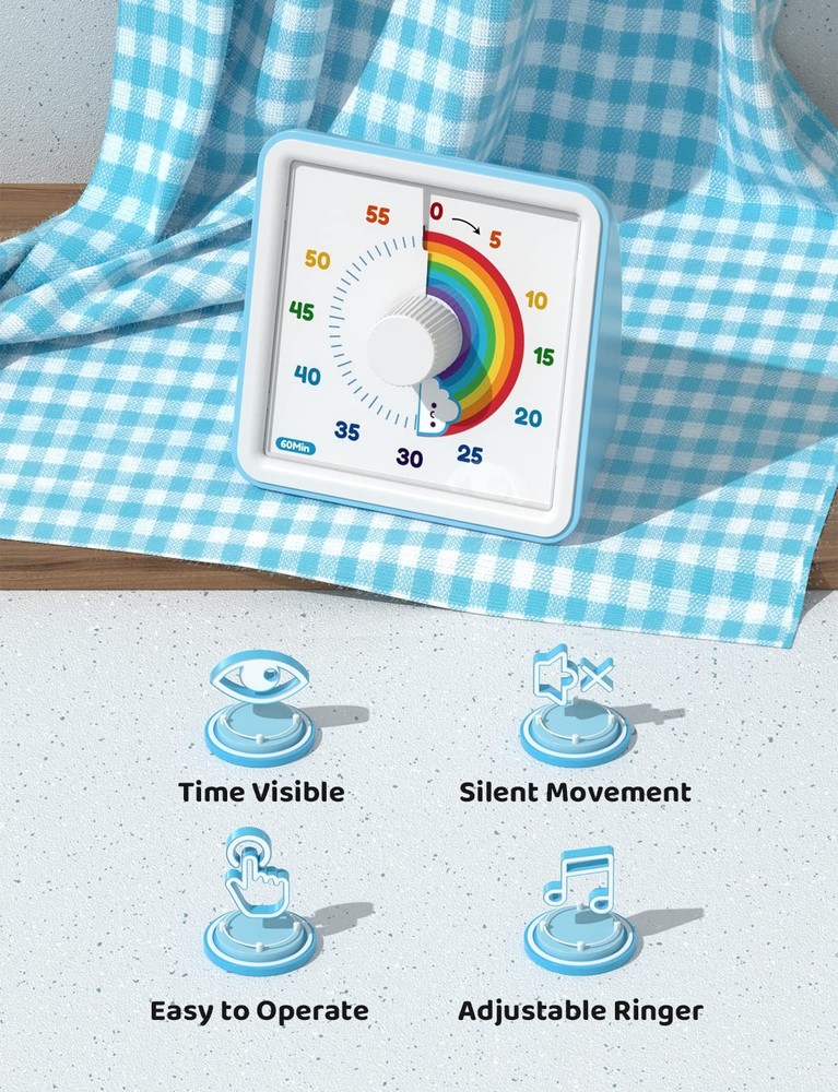 60 Minute Visual Timer for Kids, Visual Countdown Timer for Classroom Office ...