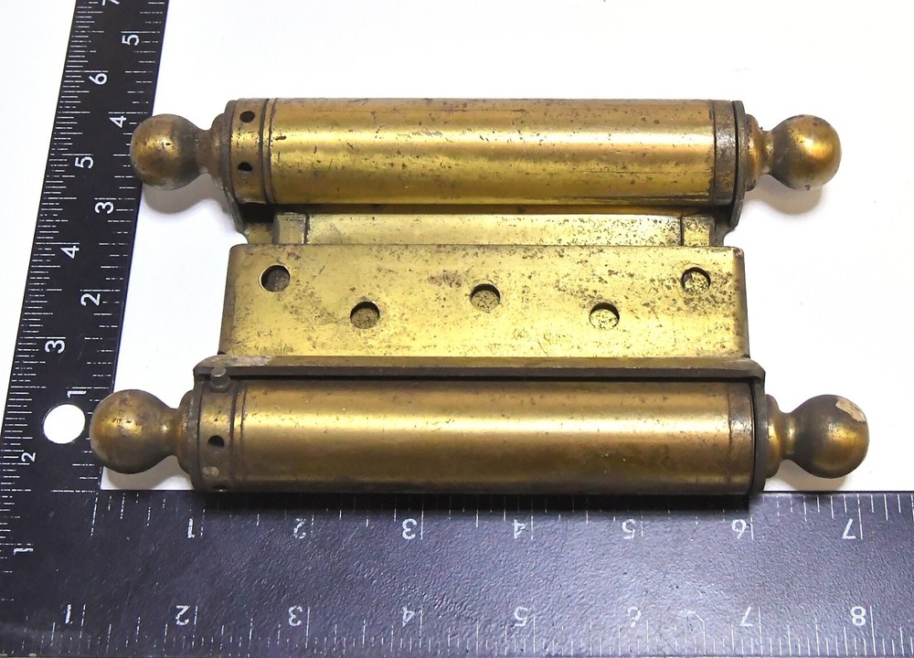 2 LARGE MATCHING VINTAGE SPRING HINGE SET BRASS FINISH