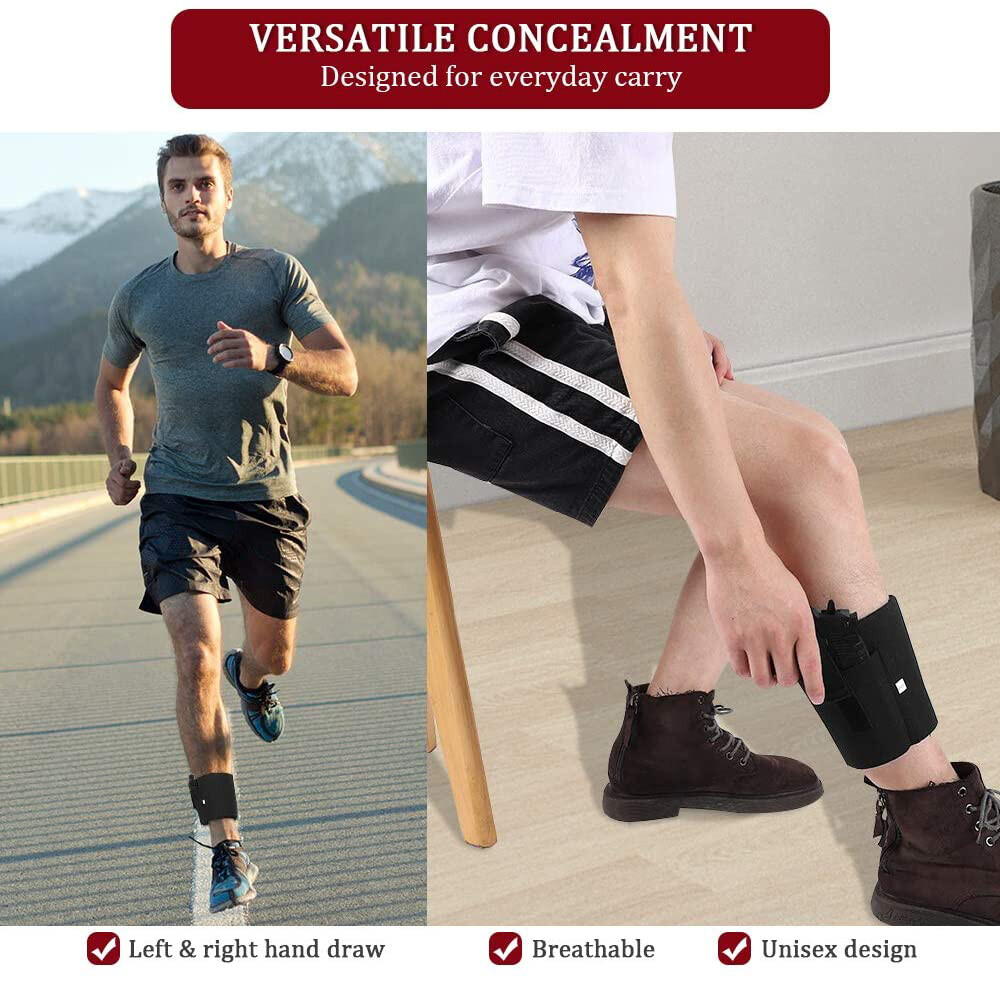 Ankle Holster for Concealed Carry with Elastic Secure Strap Pistol Concealment