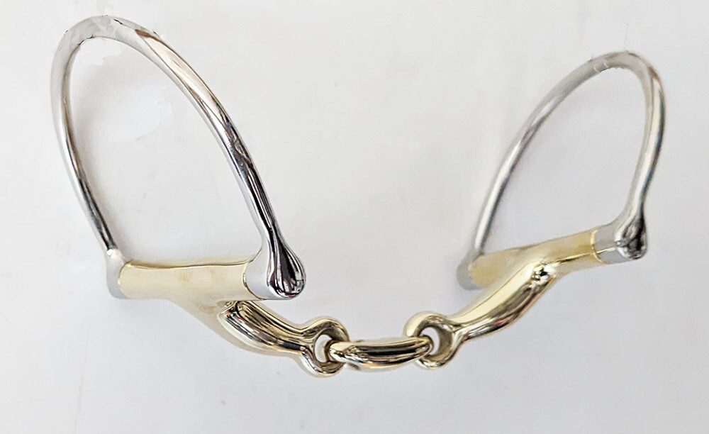 German Silver Oval Mouth 3 Piece Dee Ring Snaffle Bit