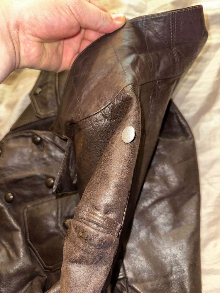 WW2 German Luftwaffe leather flight jacket ADEFA Minty 4 Patch Pockets Bakelite