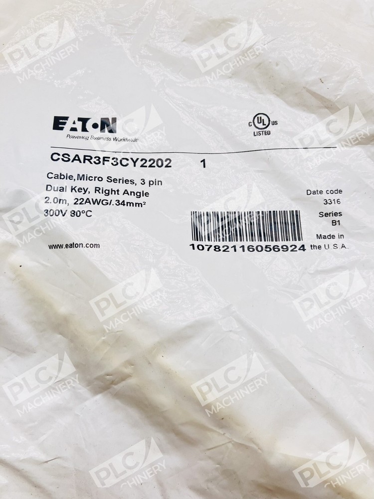 Eaton CSAR3F3CY2202 3-Pin Sensor Cable Right Angle Micro Cordset