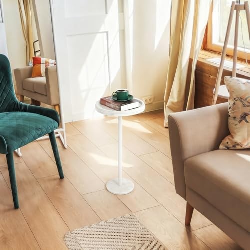 Round Side Table for Small Spaces Small Drink Table with Marble Base 1